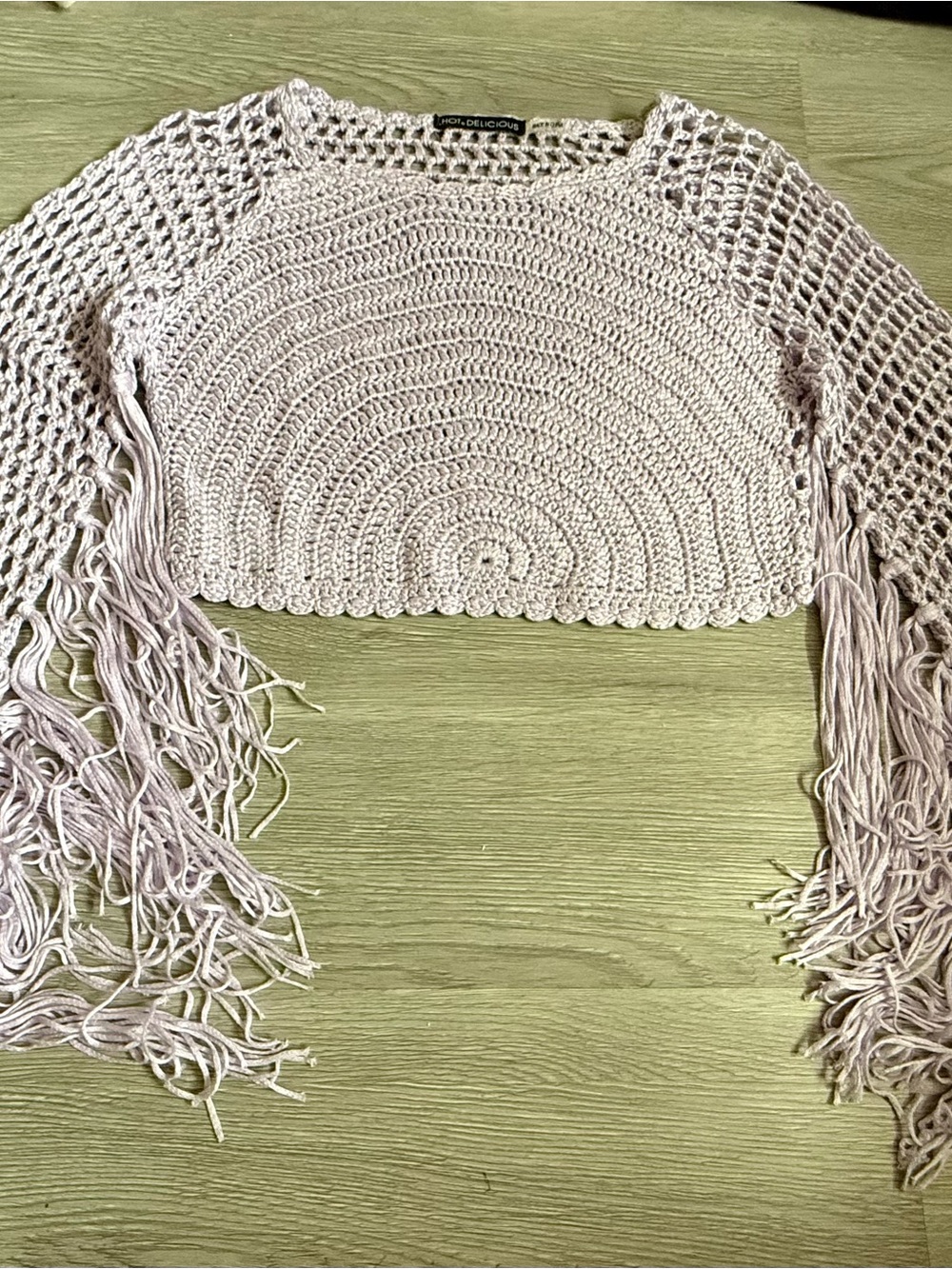 Hot & Delicious Lilac Crochet Tank with Fringe